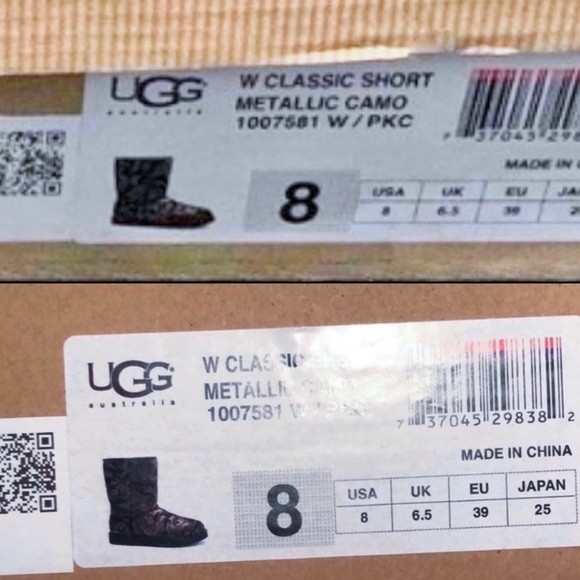 UGG CLASSIC SHORT METALLIC CAMO BOOT Size 8 - Picture 7 of 11